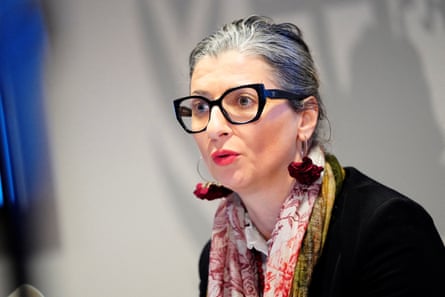 Francesca Albanese gives a press conference