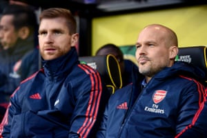 Ljungberg takes his seat for his first game in charge.