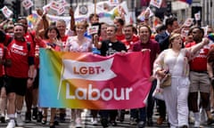 Anneliese Dodds, Angela Rayner, Keir Starmer and  Emily Thornberry at the Pride parade in London in July 2022