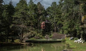 POUSO DE ROCHEDO, BRAZIL - MARCH 04, 2017: A view of the Pouso do Rechedo guesthouse. Pouso do Rechedo was built by Antonio Vicente in the Mantiqueria saw. Antonio has spent the last 40 years reforesting his land, bringing life back to an area that was razed for cattle grazing.