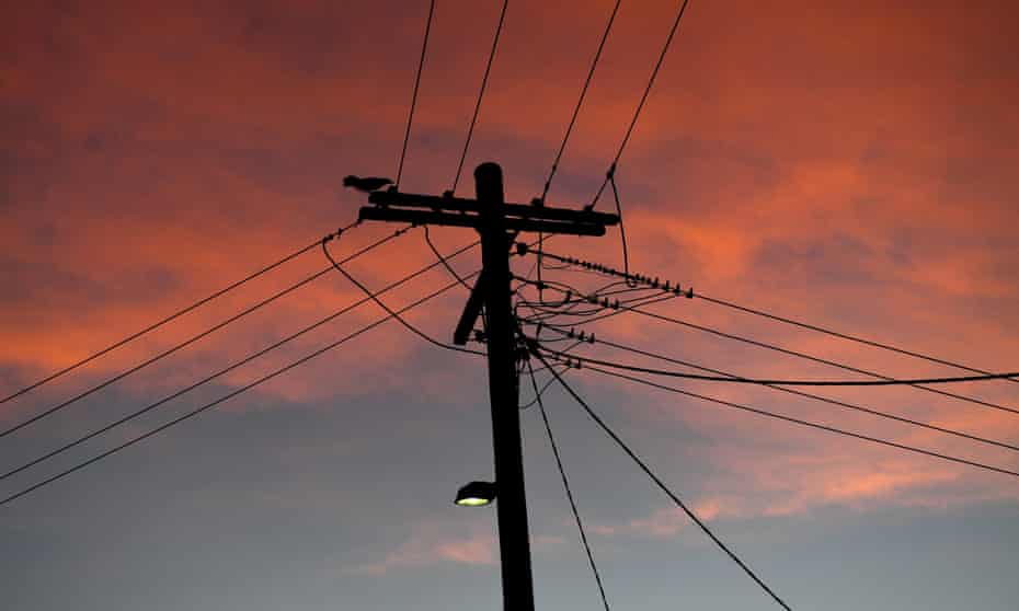 An electricity pole is seen in Sydney