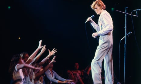 David Bowie on stage at the Universal Amphitheatre, Los Angeles in October 1974. 