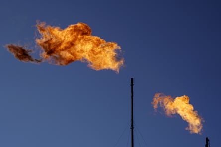 Flames from a tall pipe