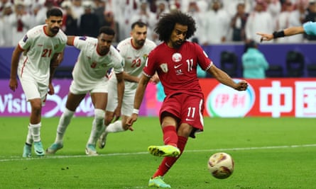 Akram Afif wraps up Qatar’s win with a third penalty in stoppage time
