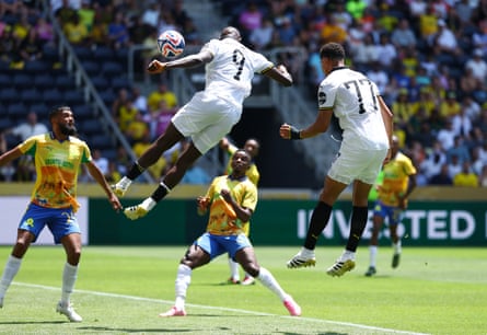 Borussia Dortmund’s Serhou Guirassy scores their second goal against Sundowns