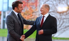French president Emmanuel Macron and German chancellor Olaf Scholz in Berlin, Germany, 20 November 2023