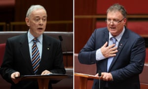 Family First senator Bob Day, left, has been joined by One Nation senator Rod Culleton on his road to the high court.