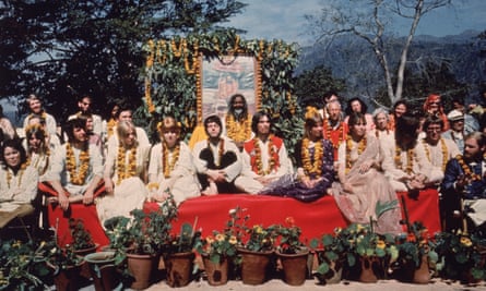 The Beatles with friends, family and the Maharishi Mahesh Yogi in 1968, Rishikesh, India.