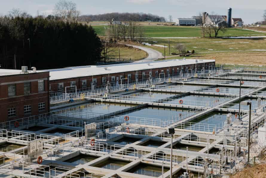 The outdoor conventional treatment pools at the Chester Water Authority (CWA) treatment plant in Nottingham, Pennsylvania.