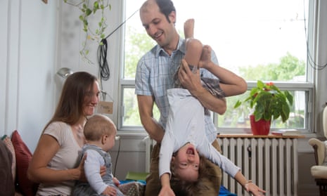 Daniel Goldsmith and Giulia Zaccagnini with their sons Joachim (left) and Gabriel in their home in Montreal, Quebec.