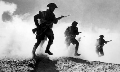 British troops advancing during the battle of El Alamein, 1942