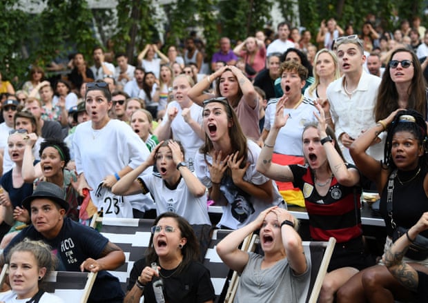 Germany fans in Berlin react as England’s Ella Toone scores their first goal.