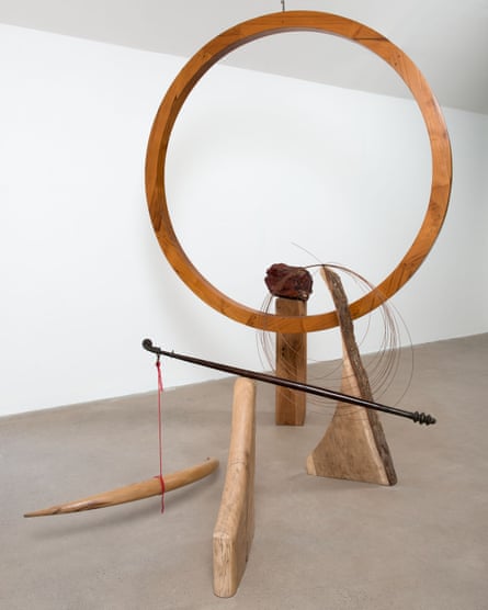 The Body is a Place review – a furious and energetic cultural vomiting | art Perfect Joy and a Sisyphean Task by Bharti Kher.