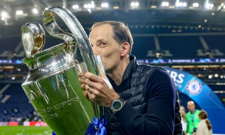 Thomas Tuchel with the Champions League trophy.