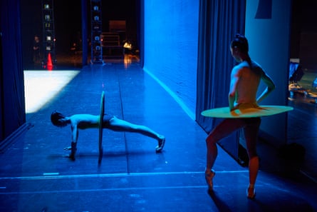 Backstage during the Vertiginous Thrill of Exactitude.