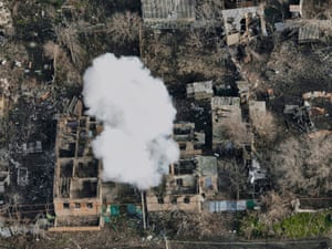 Smoke billows after Russian attacks on the outskirts of Bakhmut
