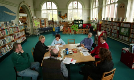 A bibliotherapy session at Batley library, West Yorkshire in 2002. The weekly ‘Book Chat’ gatherings were prescribed for people with depression. 