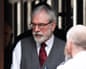 Gerry Adams , 77, arrives at the Royal Courts of Justice in central London on Monday.