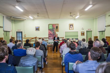 Tammy Atkins addresses the locals at the Victorian Farmers Federation forum in Wangaratta on 12 November.
