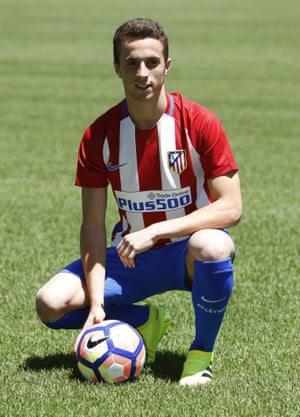 Diogo Jota poses in Atlético Madrid kit