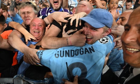 Ilkay Gündogan of Manchester City celebrates after his team's victory in the Champions League final.