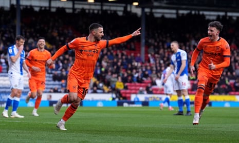 Conor Chaplin celebrates his goal which took Ipswich to the top of the Championship.