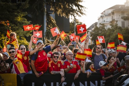 Fans welcome the Spain team to Switzerland