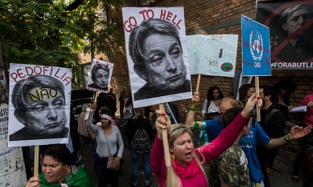 Ambushed … protests against the visit of gender theorist Judith Butler.