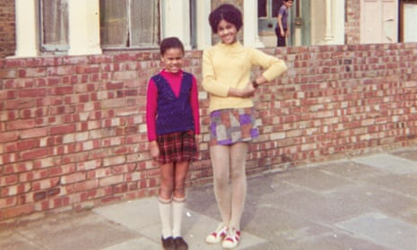 Bernardine Evaristo, right, with younger sister Charlotte outside their childhood home in 1972