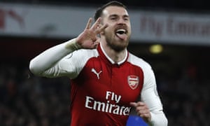 Arsenal S Aaron Ramsey Goes On Hat Trick Rampage Against Everton Football The Guardian