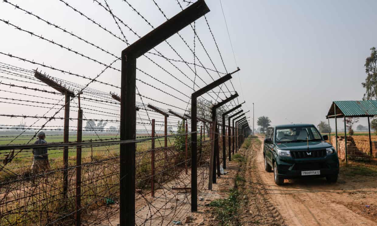 Fencing along the tightly guarded India-Pakistan border near Attari, Punjab. Photograph: Aakash Hassan/The Guardian