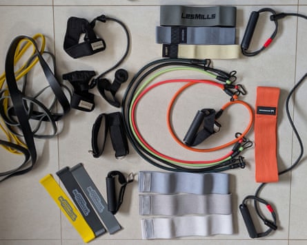 A group shot of all the resistance bands tested.