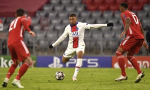 Kylian Mbappe on his way to restoring the lead for PSG.