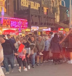 People on the promenade at Blackpool on Saturday.