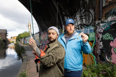 Sean Edwards, left, and Tom Synnott-Bellon on the Digbeth Branch canal in Birmingham