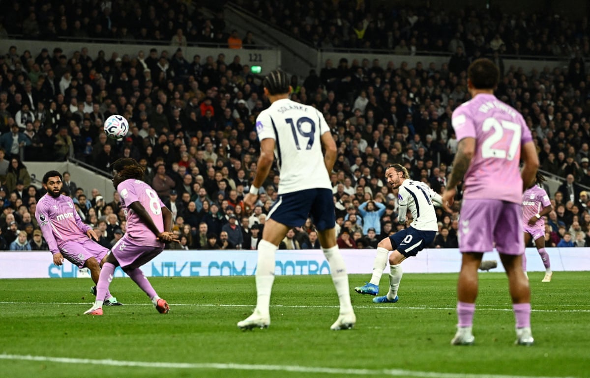 James Maddison strikes the ball for Tottenham against Coventry City in October 2026