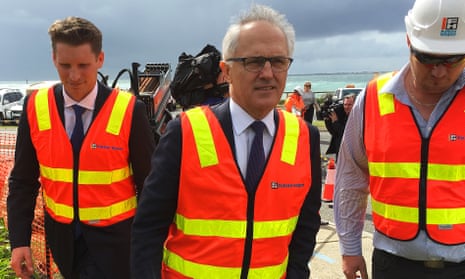 Malcolm Turnbull at a construction site last year