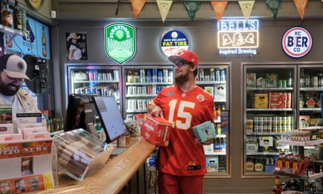 A man buys beer ahead of the first NFL game of the season in Leavenworth, Kansas, on 10 September 2020.