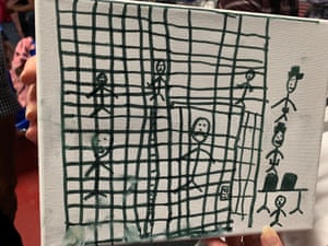 A drawing by children recently released depicting their time spent in US Customs and Border Protection (CBP) custody.