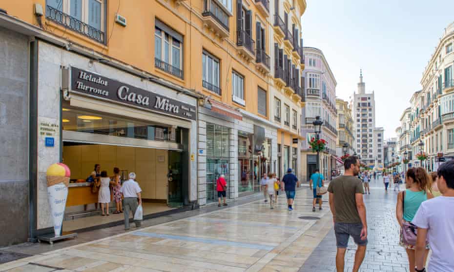 A shopping street in Malaga.