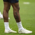 Raheem Sterling’s tattoo seen during an England training session at St George’s Park, Burton.