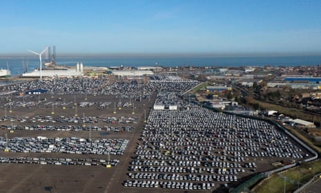 New cars in a compound near Sheerness in Kent