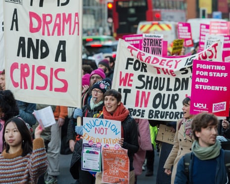 UCU National Demonstration In London, United Kingdom - 30 Nov 2022<br>Mandatory Credit: Photo by WIktor Szymanowicz/NurPhoto/REX/Shutterstock (13644028o) LONDON, UNITED KINGDOM - NOVEMBER 30, 2022: Higher education staff, students and trade union representatives march in central London on the third day of nationwide strike action in London, United Kingdom on November 30, 2022. Over 70,000 staff at 150 British universities walked out for the third day of industrial action called by the University and College Union (UCU) over pensions, pay and working conditions, making it the biggest strike action in the history of higher education. UCU National Demonstration In London, United Kingdom - 30 Nov 2022