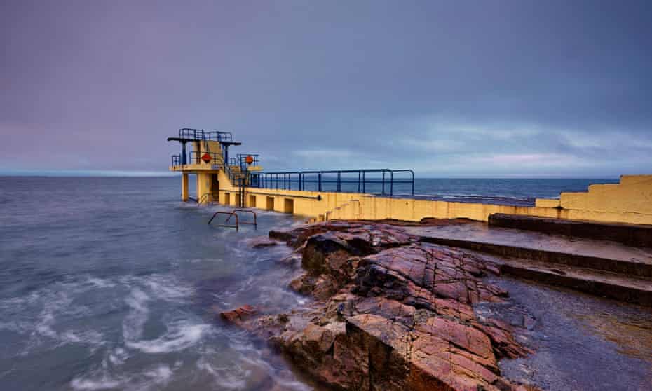 Diving Tower on Salthill promenade. The Prom is the site of three plaques on the Galway Poetry Trail.