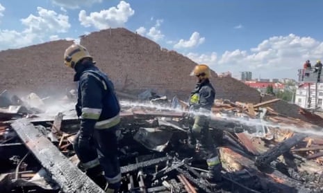 Ukrainian rescuers from the State Emergency Service work at the Chernihiv site