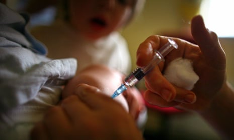 A child being given an MMR vaccine