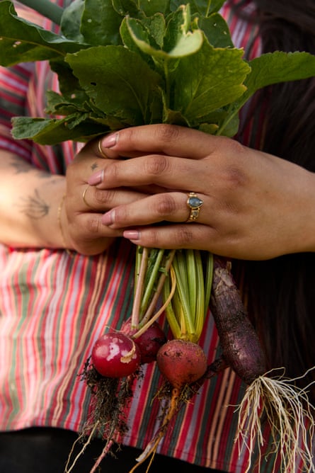 woman’s hands on bouquet