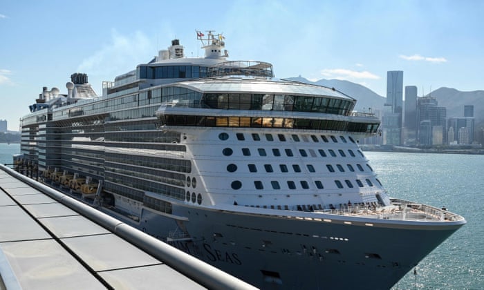The cruise ship Spectrum of the Seas is docked at a terminal in Hong Kong on 5 January after it was ordered to return for coronavirus testing after nine people were found to be close contacts with a recent Omicron variant outbreak.