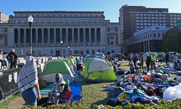 Lines of tents at a pro-Palestine protest at Columbia University