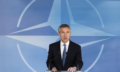 Nato secretary general Jens Stoltenberg speaks during a media conference at the EU headquarters in Brussels.
